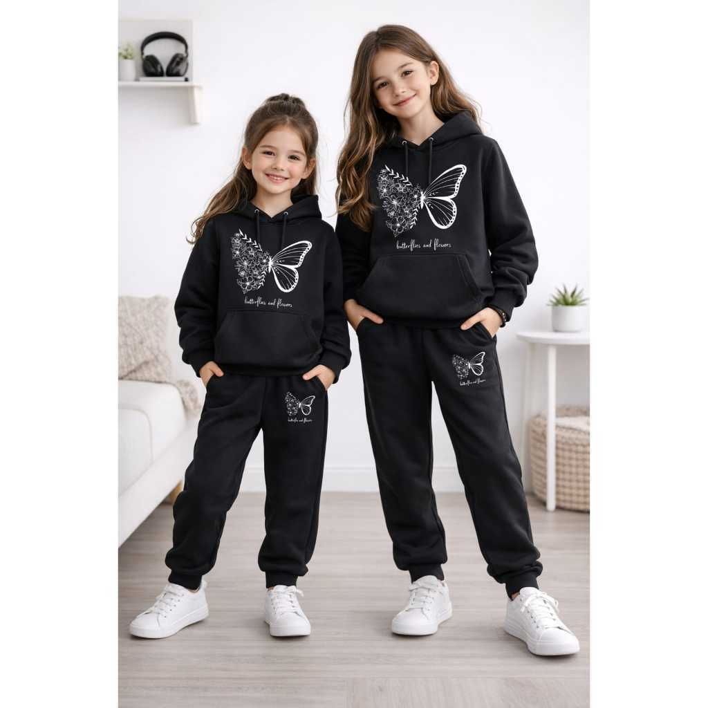 Conjunto de Moletom Infantil e Juvenil Estampado Butter  Abrigo Inverno modelo feminino