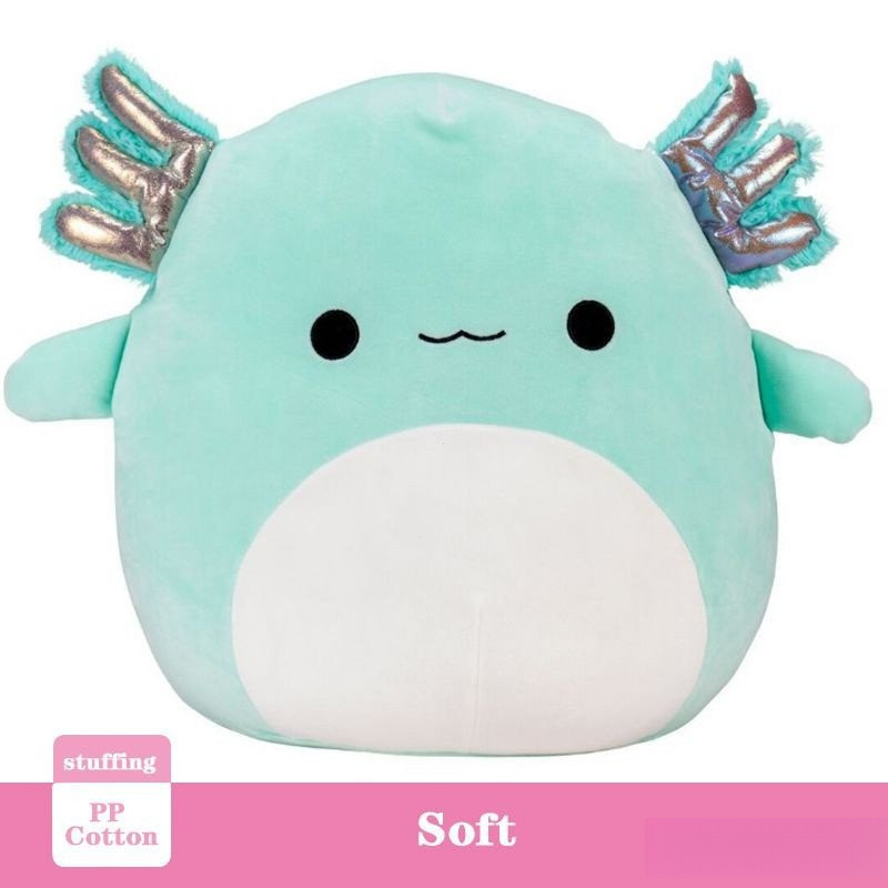 Brinquedo de pelúcia Squishmallows, brinquedo de pelúcia azul de axolote Anastasia, almofada macia rosa, apenas para men