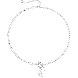 Colar de Pérolas com Inicial Yoosteel, Colar de Pérolas com Inicial Exquisito, Colar com Inicial para Mulheres, Colar co