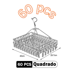 Varal de Aço Inox com 60 Prendedores para Roupa Íntima e Meias - Perfeito para Apartamento