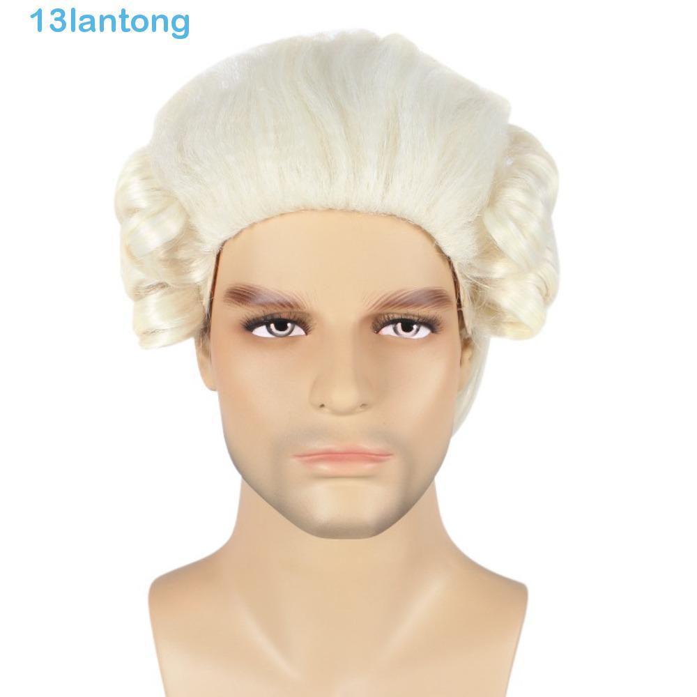 LANTONG Barroco Cosplay Peruca Encaracolada , Histórico Deluxe Advogado Juiz , Halloween Masculino Perucas Traje