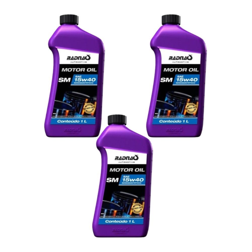 Kit 3 Unidades óleo Motor 15w40 Semi Sintético Radnaq 1 Litro