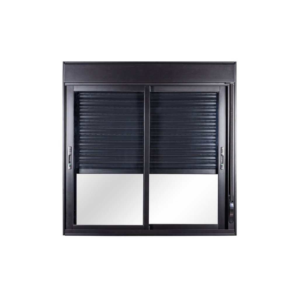 Janela de Alumínio Correr Persiana Manual 120x100x12cm 2 Folhas Móveis Vidro Liso Topsul Esquadri Preto