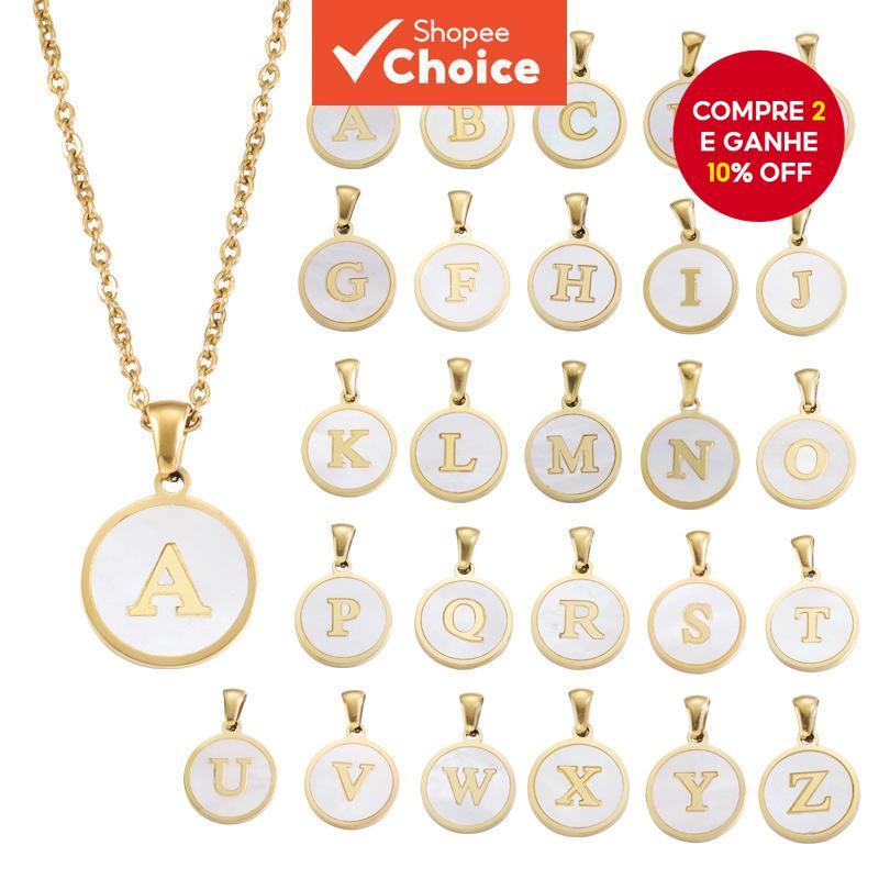 Elegante Colar De Alfabeto Az Corrente Com Pingente De Letra De Liga Simples Perfeita Para Uso Diário