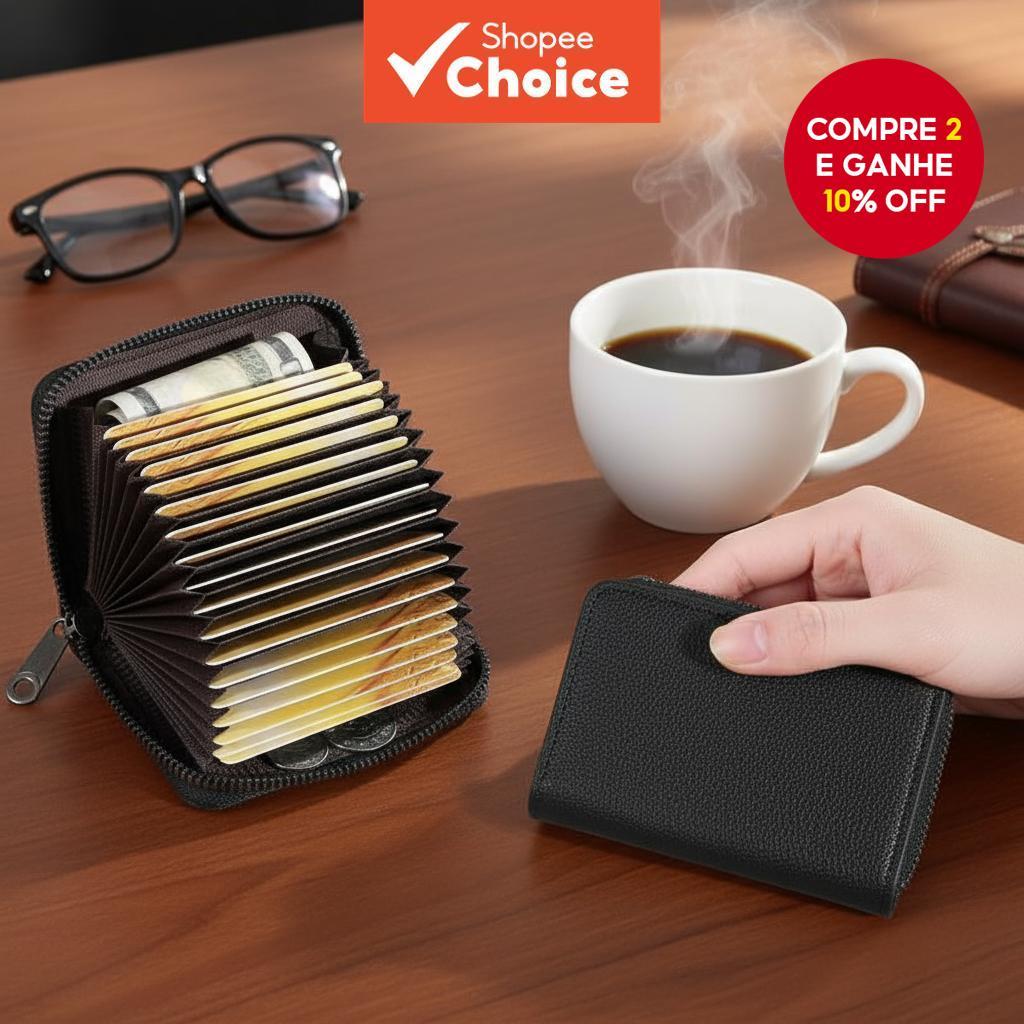  Carteira Masculina Estilo Acordeão - Resistente a Roubo para Cartões e Identificação