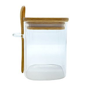 Kit 3 Pote Mantimento Condimento Vidro Hermético Bambu 425ml