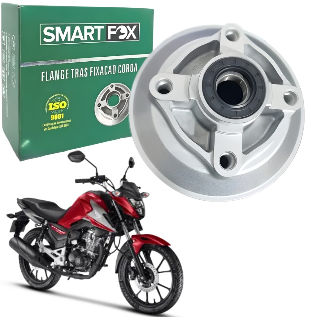 FLANGE COROA DA RODA TRASEIRA C/ROLAMENTO E RETENTOR SMARTFOX CG 150 CG 160 TITAN FAN START CARGO