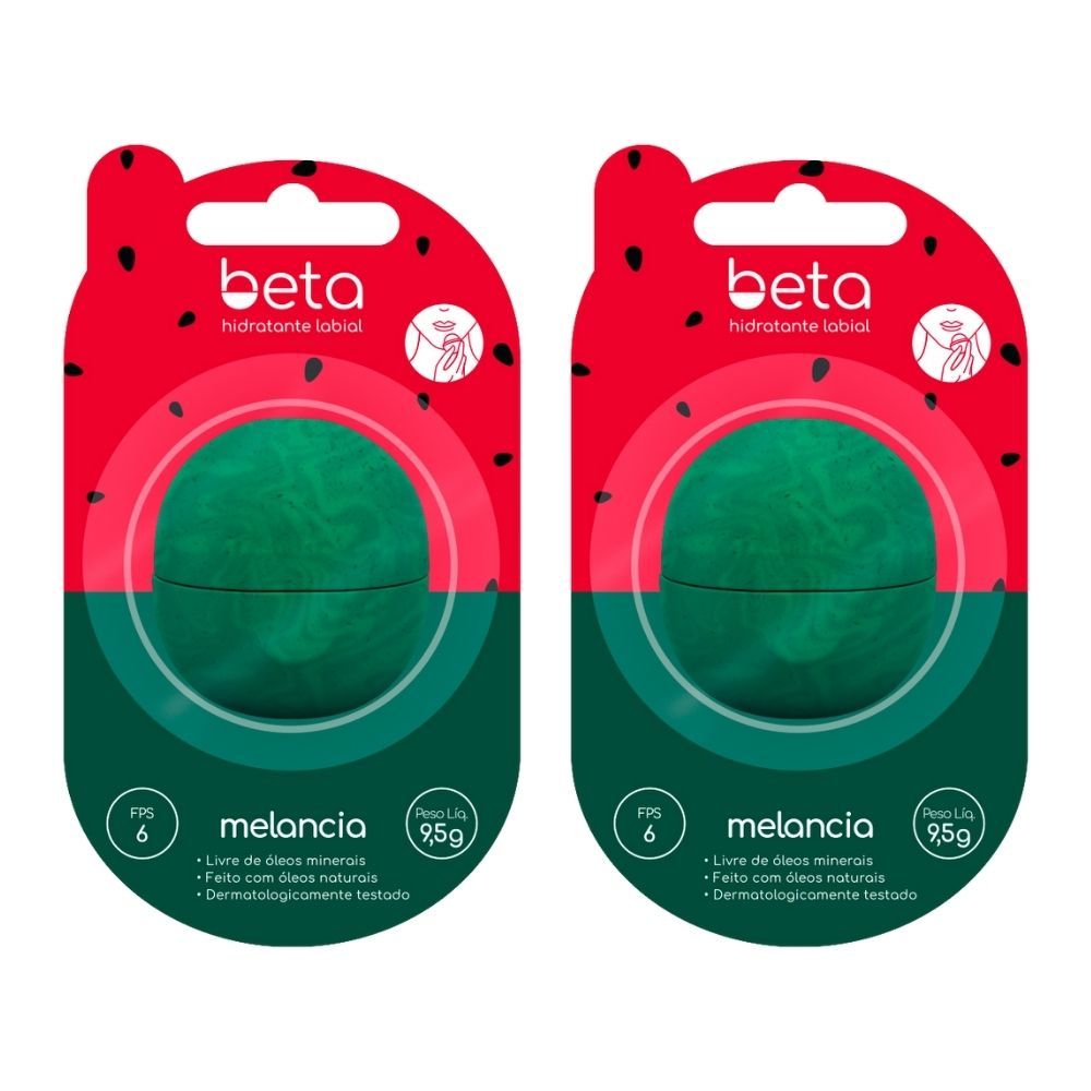 Kit 2 Hidratante Labial Beta Melancia FPS 6 9,5g em Oferta na Shopee