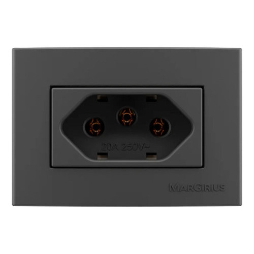 Tomada Elétrica Margirius Sleek 20a Grafite Moveis Embutir Grafite