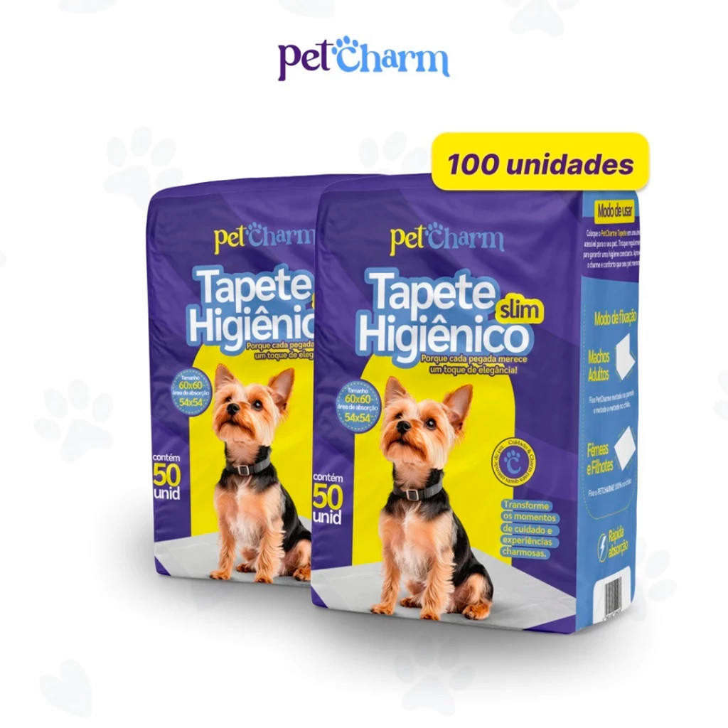 Kit Tapete Higiênico PetCharm Slim até 100 unidades -Tamanho 50cm x 60cm Para Cachorros em Oferta na Shopee
