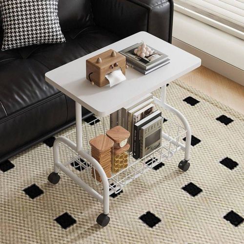 Mesa Lateral Multiuso Com Rodinhas - Branca