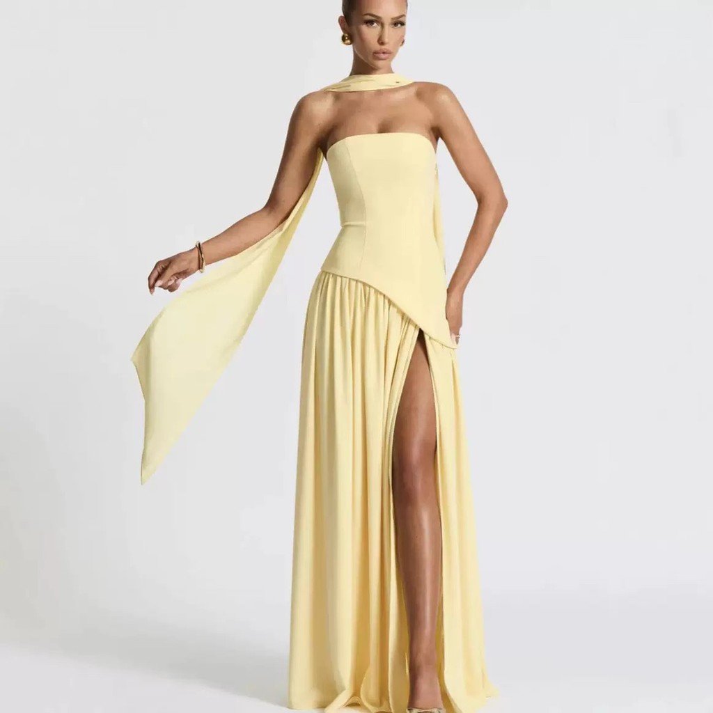 Vestido Tubo Irregular Feminino | Saia Longa Fenda | Moda Praia Elegante