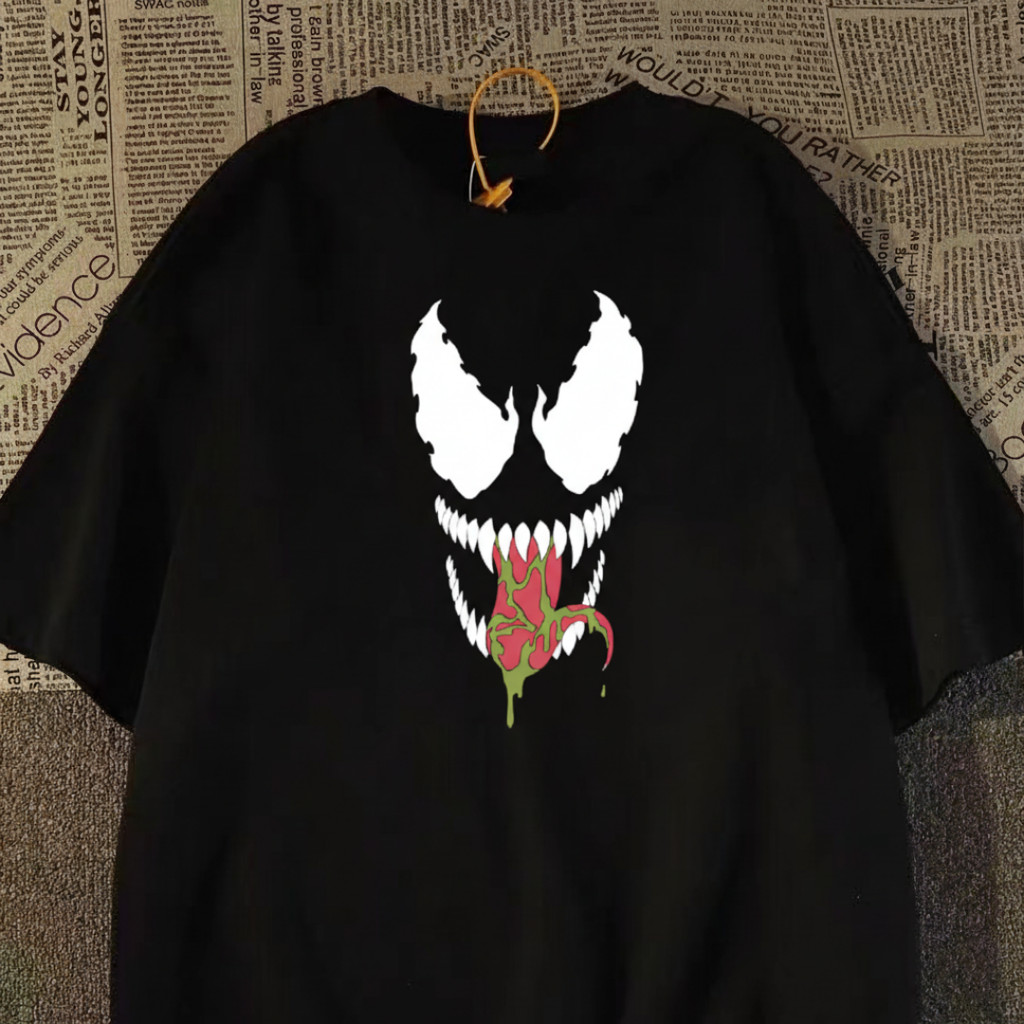 Camiseta Masculina Estilo Streetwear, 100% Algodão, Com Estampa Do Personagem Venom Da Marvel