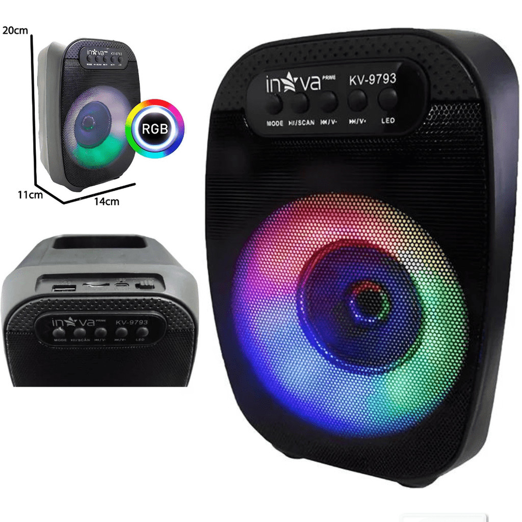 Caixa de som bluetooth caixinha som portatil potente com excelentes graves luzes radio fm usb sd