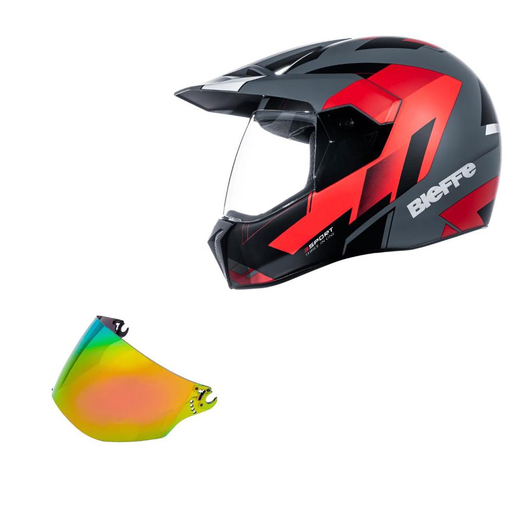 Capacete Bieffe 3 Sport Pala React Enduro + Viseira Camaleao
