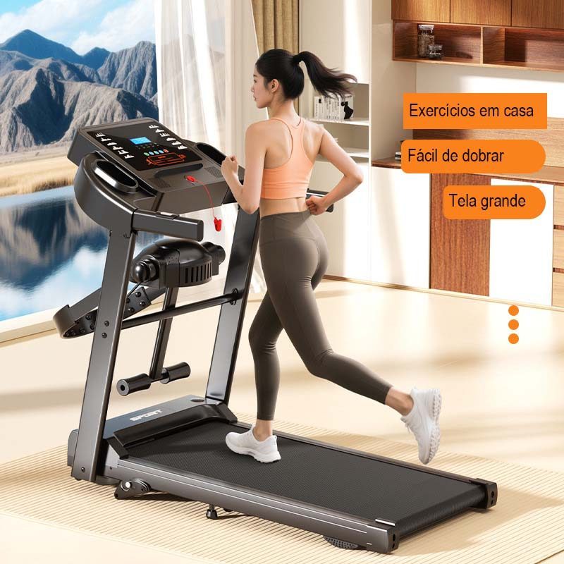 Esteira Elétrica Leve Dobrável com Massageador, Baixo Ruído, Treino Cardio + Massagem Relaxante Residencial 150Kg