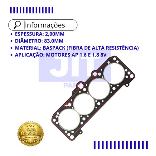 Junta Cabeçote Fibra Motor Ap 1.6/1.8 Pampa Belina 8v — imagem 2 de 2