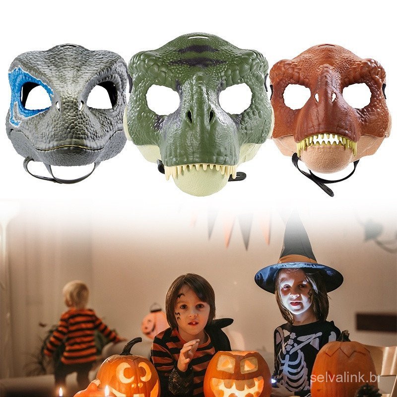 Mundo Jurássico Dragão Dinossauro Máscara Boca Aberta De Látex Horror Dinosaur Headgear Halloween Party Cosplay