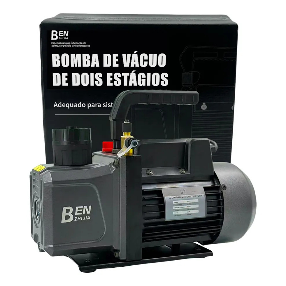 Bomba de Vácuo de 2 Estágios 1HP 12CFM para Ar Condicionado e Refrigeração - Motor de Cobre Puro