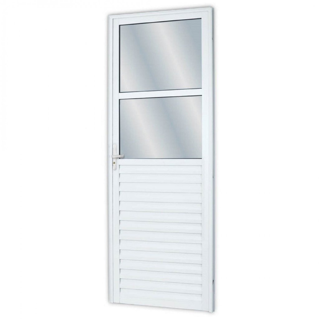 Porta de Alumínio 210x80cm com 2 Vidros Lisos Linha Solida MGM Abertura Esquerda Esquerda