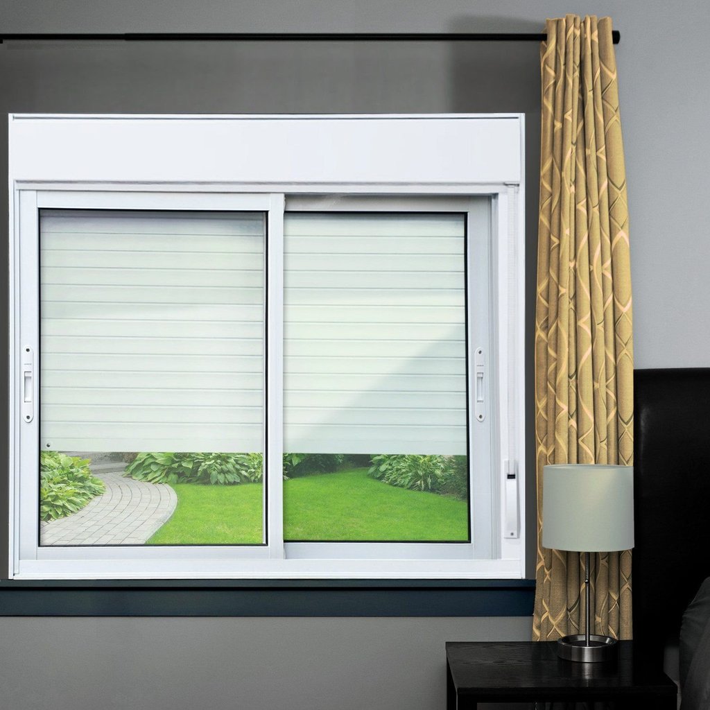 Janela Elite 2 Folhas Moveis com Persiana Integrada 120 X 120 Vidro Liso Branco
