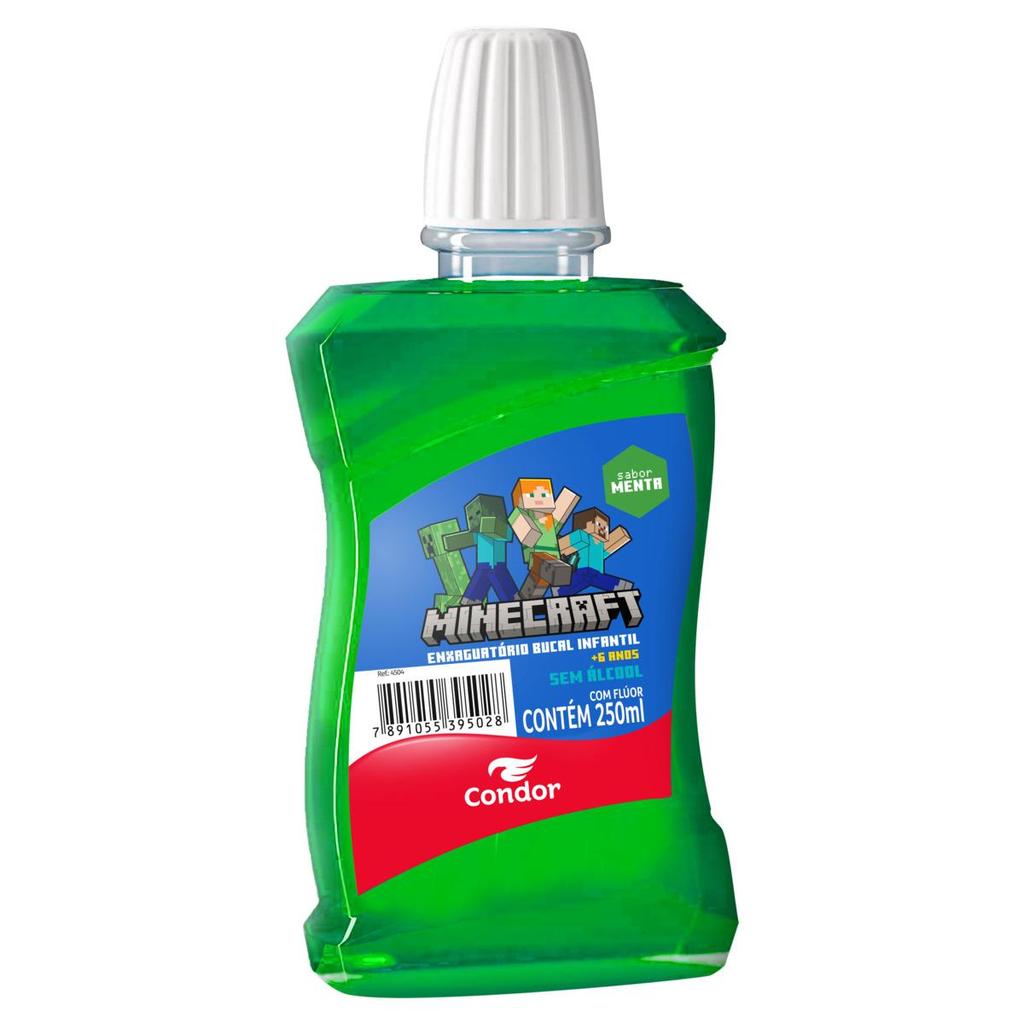 Enxaguante Bucal Zero Álcool Menta Minecraft Condor Frasco 250ml
