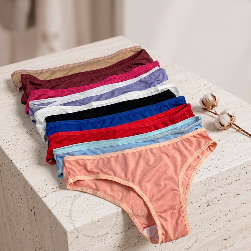 Kit 12 Calcinha Tanga Poliester Básica Confortável Lisa Com Cós Reforçada Roupa Íntima Moda Feminina
