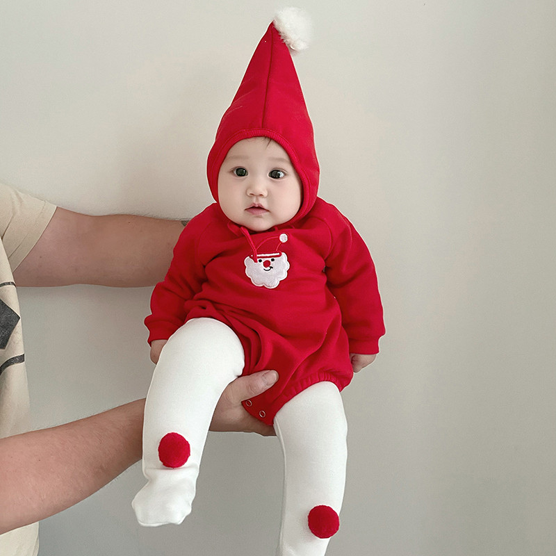 Roupas de bebê estilo inverno forro de lã roupas de natal macacão bebê roupas de ano novo outono inverno roupas meninos 
