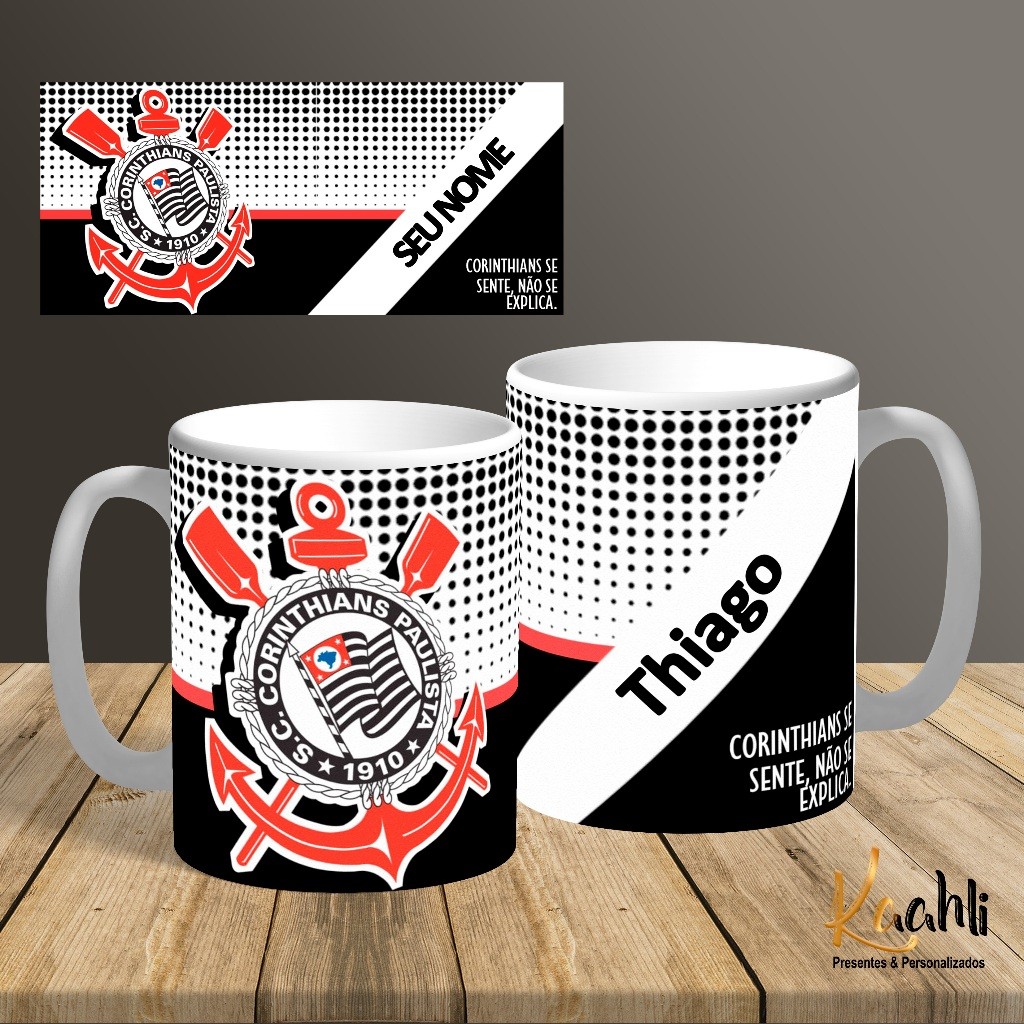 Caneca Timão Time Corinthians xicara Personalizada Com Seu Nome