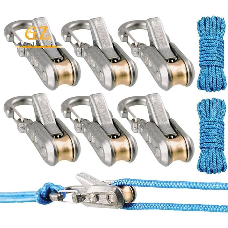 [gzhxdiizi1] Ajustadores De Paracord De Tensor De Corda Ferramenta De Amarração De Travamento Sem Nó De 6 Pacotes Com Ro
