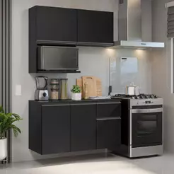 Armário de Cozinha Compacta 120 cm Suspenso Preto Nice Madesa 06