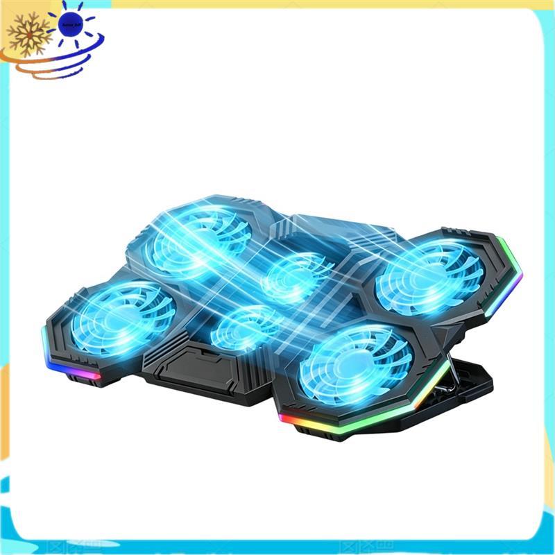 [Le's Shop] RGB Air Cooler Gaming Laptop Stand Suporte Para Notebook Com 6 Ventiladores Base De Ventilador De Resfriamen