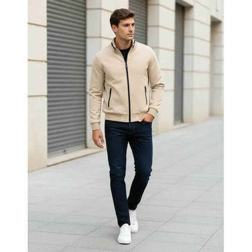 Jaqueta De Couro Masculino Slim Inverno Frio Sem Capuz Estilosa