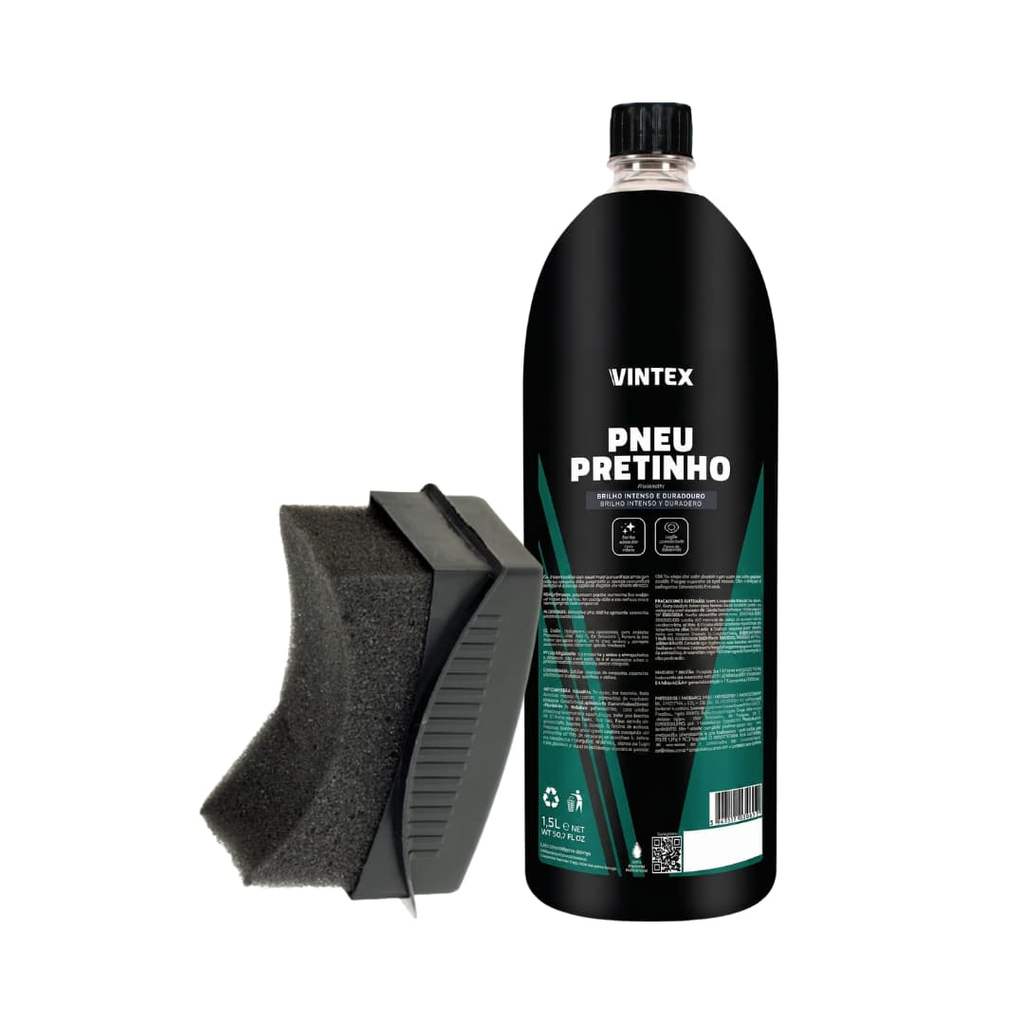 Vintex Pneu Pretinho Com Aplicador Meia Lua Detailer Acabamento Uniforme e Econômico