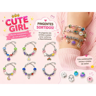 Pulseira Infantil Feminina Charm com Pingentes Lembrancinha Festa Aniversário Bracelete Bijuteria para Crianças