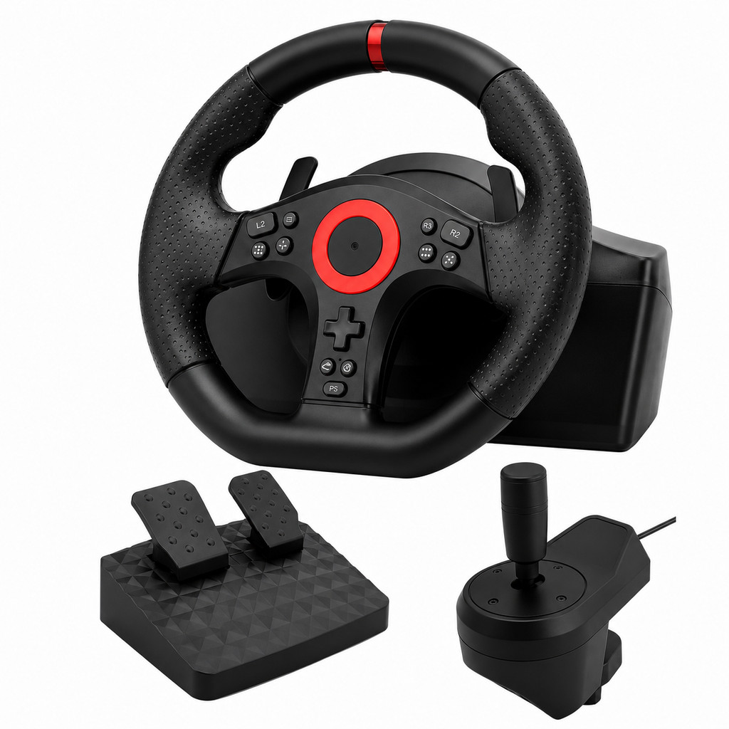 Volante Gamer 25cm Com Pedais Paddle Shift E Câmbio Sequencial KP-5818