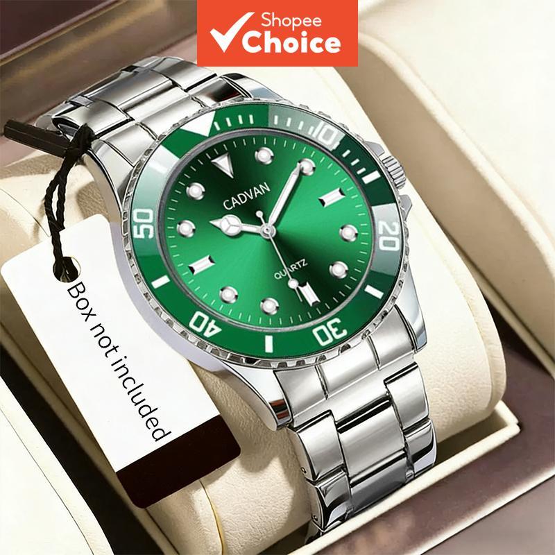 Relógio De Pulso Analógico De Quartzo Elegante Masculino Com Pulseira De Metal Prateado Sunburst Mostrador Verde Para Ne