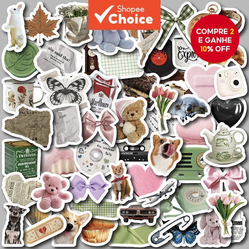 58 folhas ins estilo pequenos objetos manual adesivos dos desenhos animados criativo bonito manual adesivos crianças dec