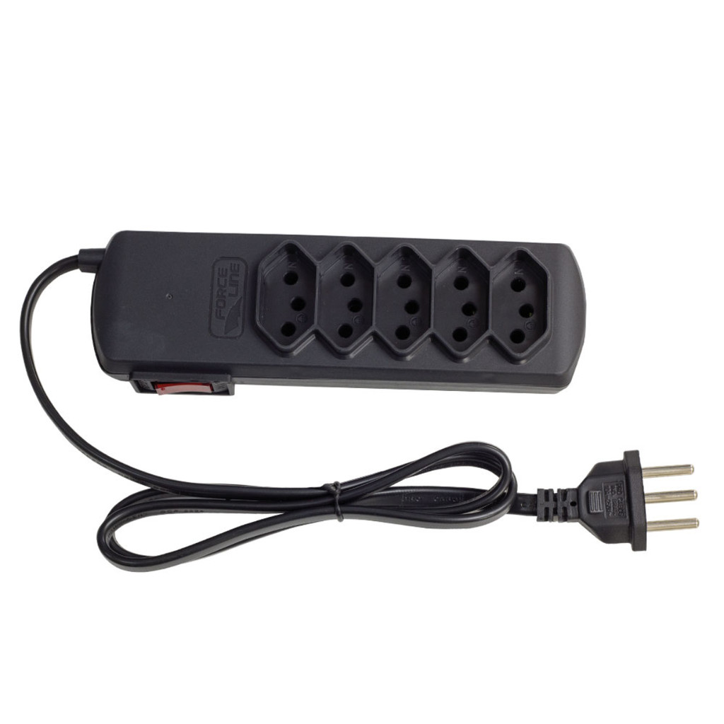 Filtro de Linha Forceline 5 Tomadas 10A 0,8m com Disjuntor Rearmável e Proteção Contra Surtos em Oferta na Shopee