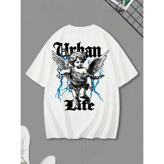 Camiseta Masculina em Algodão Camisa Angel Urban Life Streetwear Manga Curta