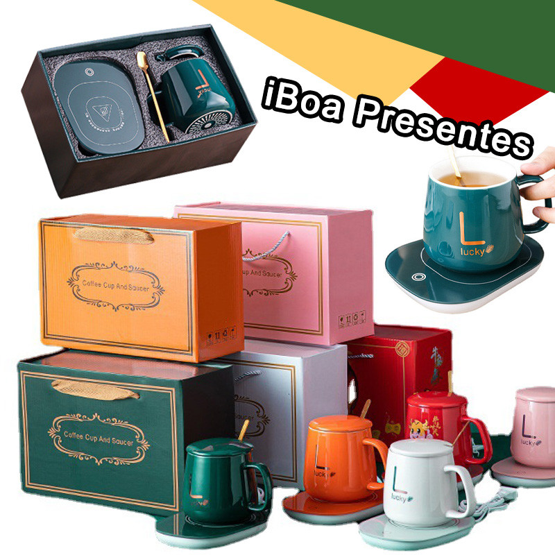 Caneca/xícara De Café De Cerâmica Com Aquecimento Inteligente Temperatura Constante De 55 °C, Com Caixa Para Presente. em Oferta na Shopee