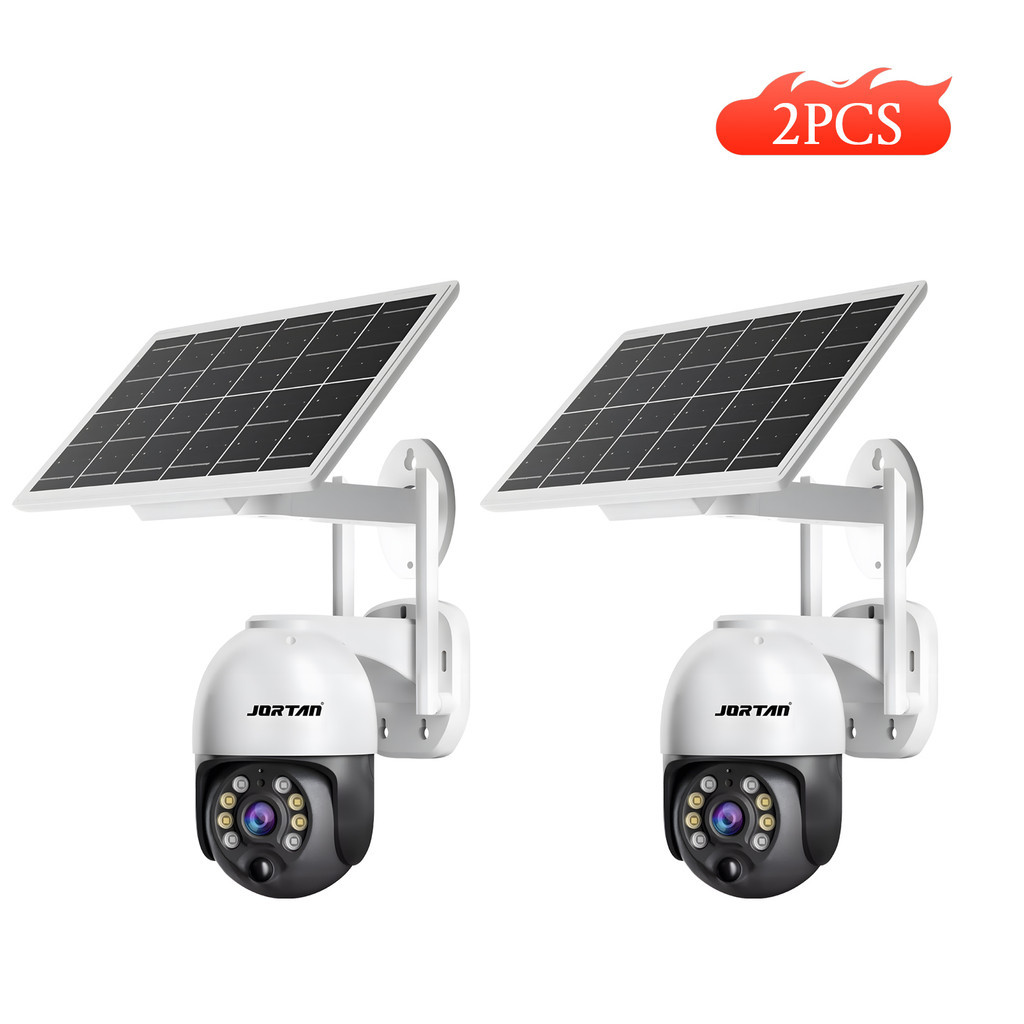 Kits 2 Câmera De Vigilância 3MP F1.2 Alimentada Por Painel Solar WiFi Smart 2K App Surveillance