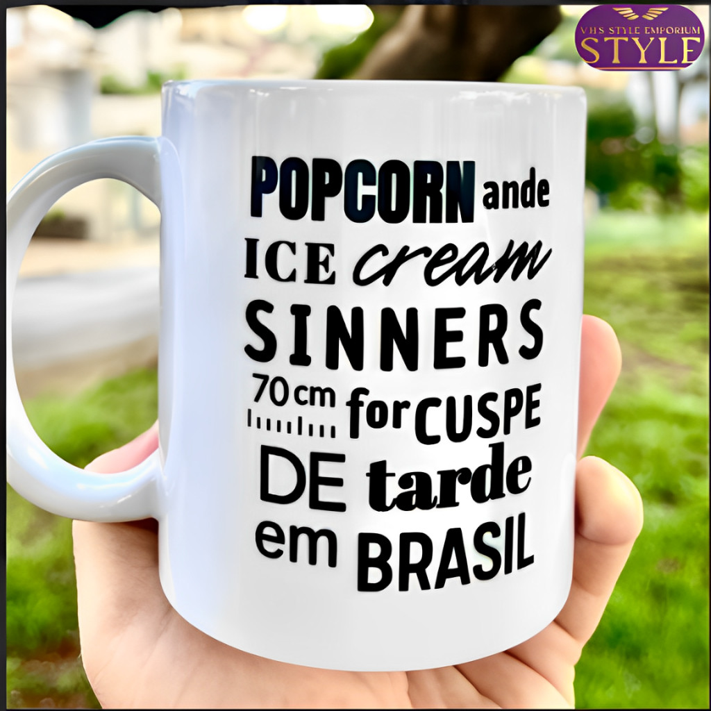 Caneca Meme Bolsonar0 Estilo VHS – 70cm com Cílios | Design Popcorn & Ice Cream - Ceramica🍿🍦