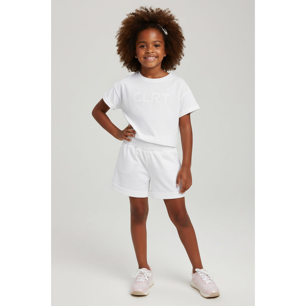Detalhes do Conjunto Infantil Menina Blusa e Shorts Colorittá Branco