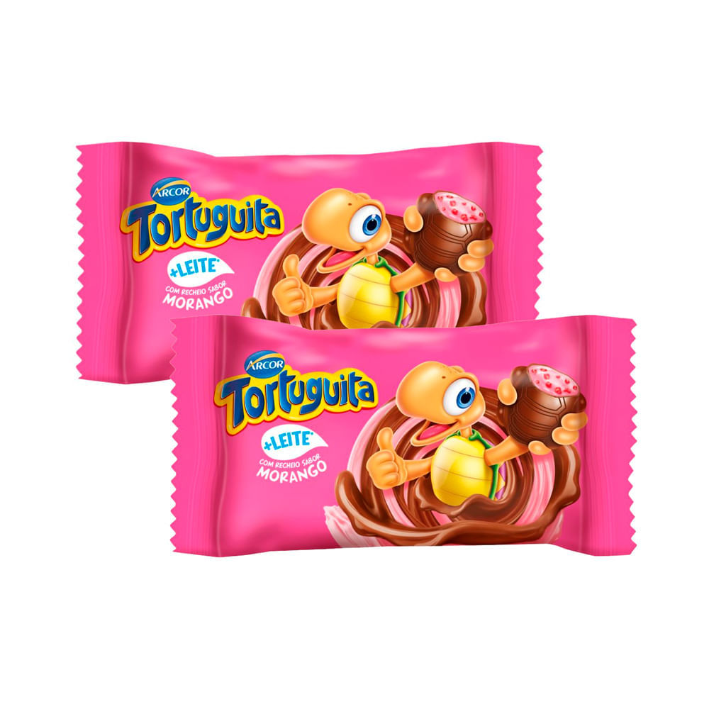 Kit 2 Chocolate Arcor Tortuguita com Recheio Morango 15,5g em Oferta na Shopee