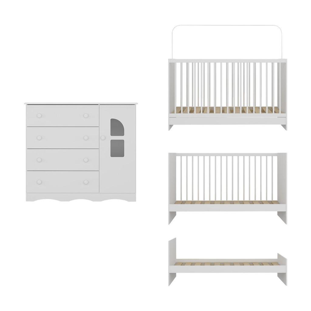 Berço 3 em 1 para Colchão 130x60cm com Cômoda 1 Porta 4 Gavetas Liz Multimóveis MP4761 · foto 2