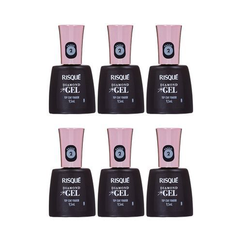Kit Top Coat Fixador Risqué Diamond Gel 9,5ml - 6 UN em Oferta na Shopee