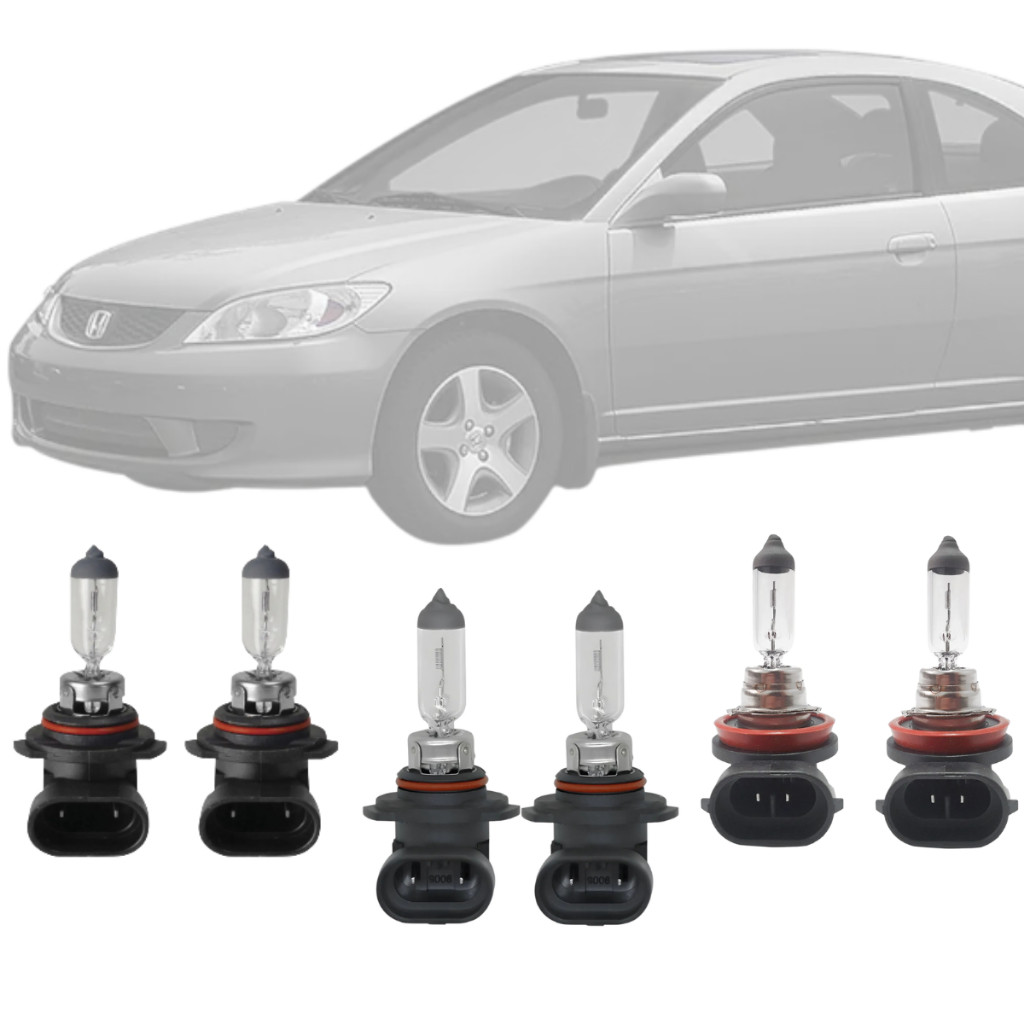 Kit Lampadas Halógenas 12V Honda Civic 2004 2005 2006 2007 2008 2009 2010 2011 Farol Alto Baixo Milha