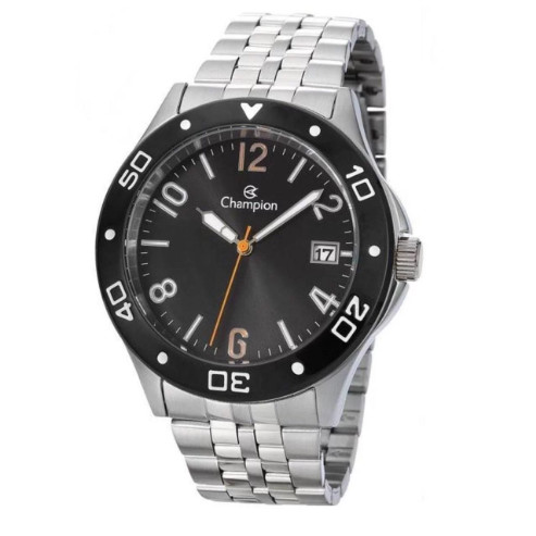 Relógio Champion Masculino - Prateado com Fundo Preto - CA31195T