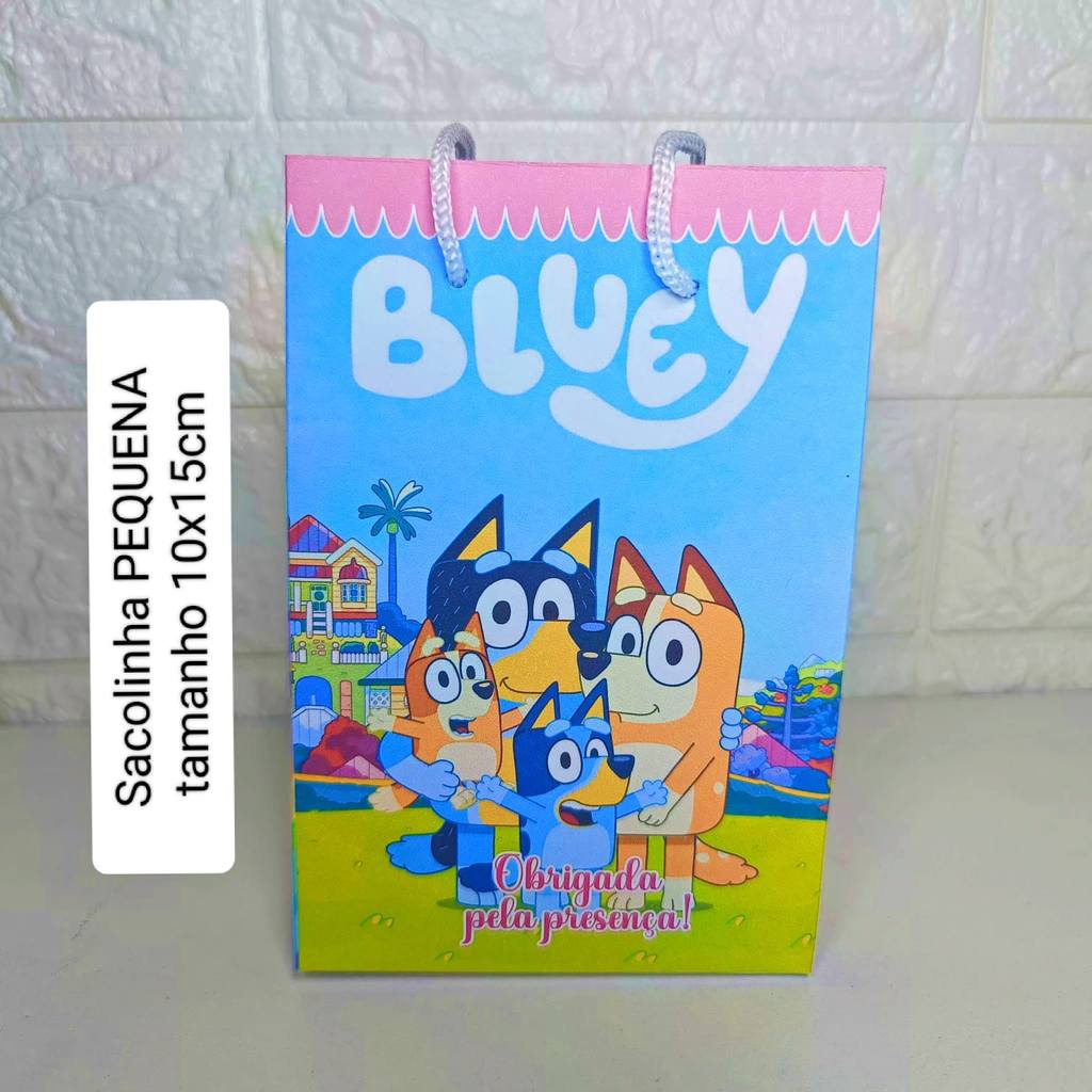 PEGUE E MONTE  Sacolinha  Personalizada Bluey Rosa Menina Lembrancinha Festa Infantil  Sacola Surpresa Bolsinha